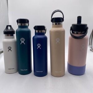 Hydro Flask Lot 5 Water Bottles 32oz 24oz 21oz 18oz Pink Sandstone Teal Blue